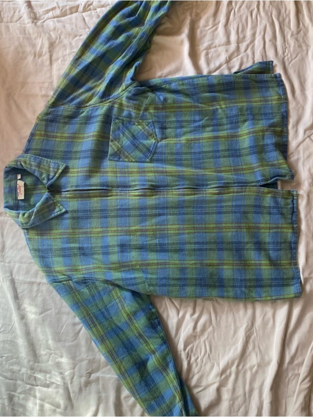 Women’s oversized Blue and Green Plaid Long Sleeve Shirt